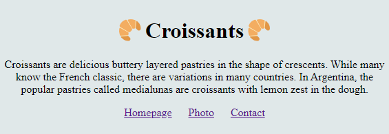 screenshot of croissant website